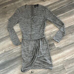 The Kooples Heather Gray Long Sleeve Twist-Detail Knit Dress
